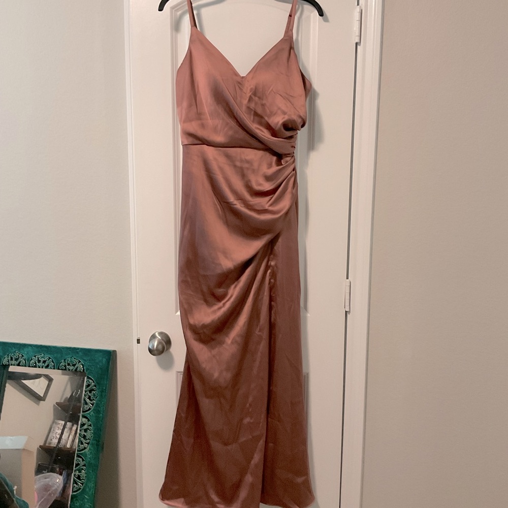 REVELRY satin desert rose bridesmaid dress size 10 petite
